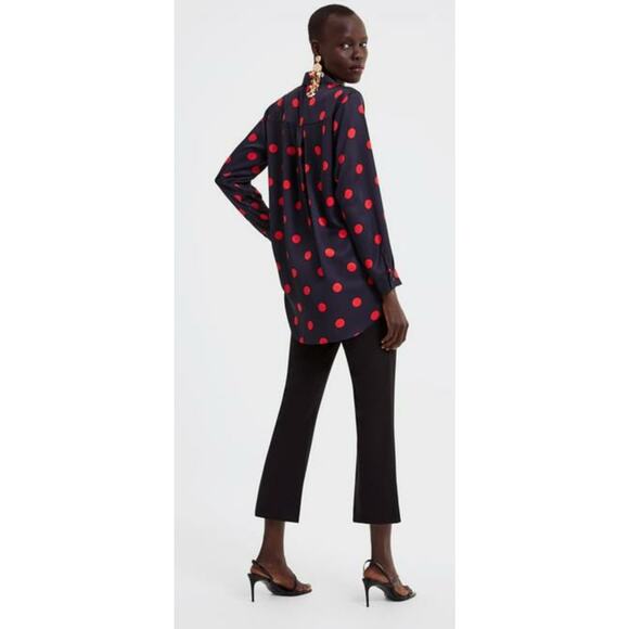 Zara Polka Dot Button Down Blouse small - Picture 4 of 8